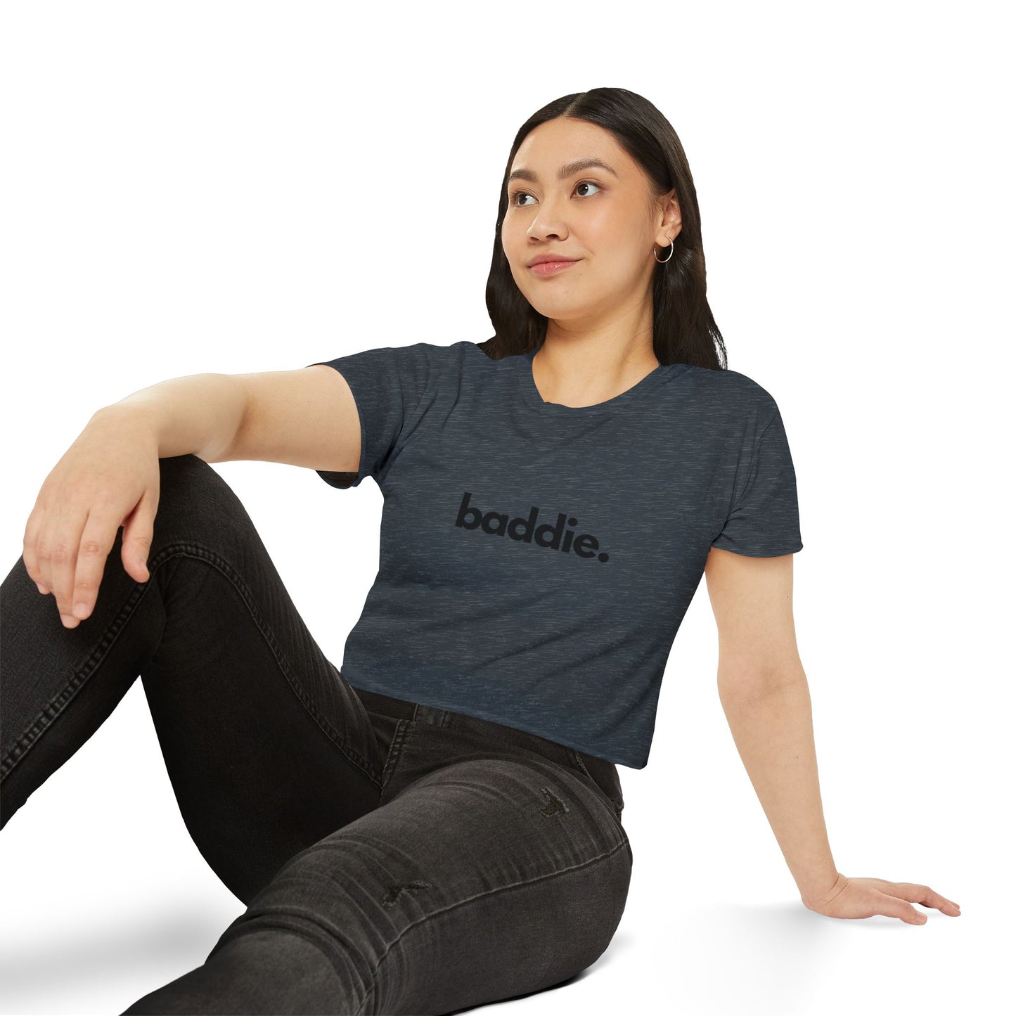 "baddie." Flowy Crop Top