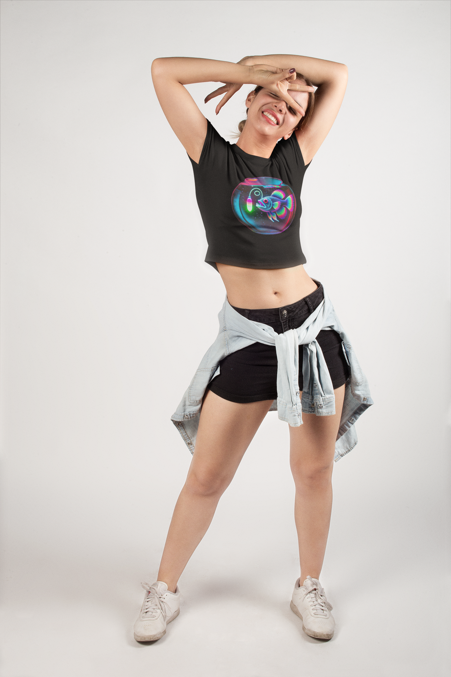 Angler Fish in a Bowl Fitted Crop Top