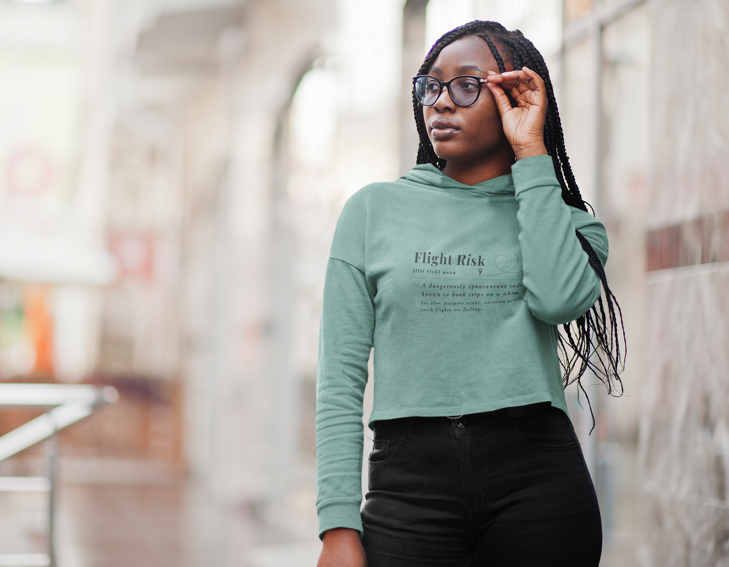 "Flight Risk" Cropped Hooded Sweatshirt