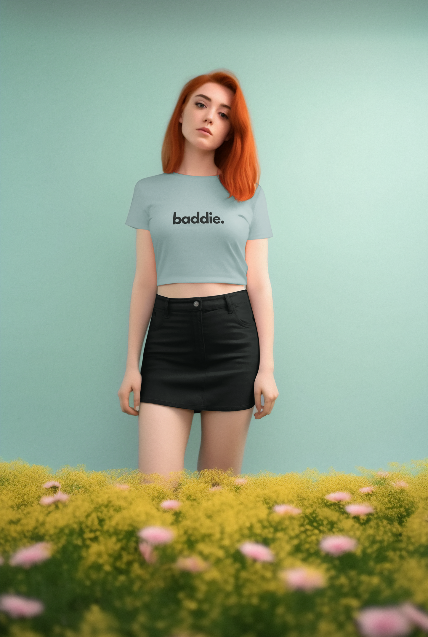 "baddie." Flowy Crop Top