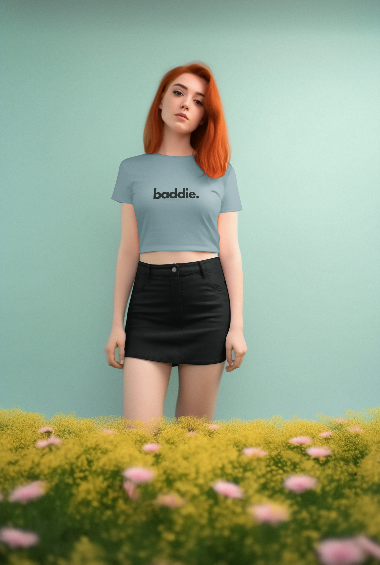 "baddie." Flowy Crop Top