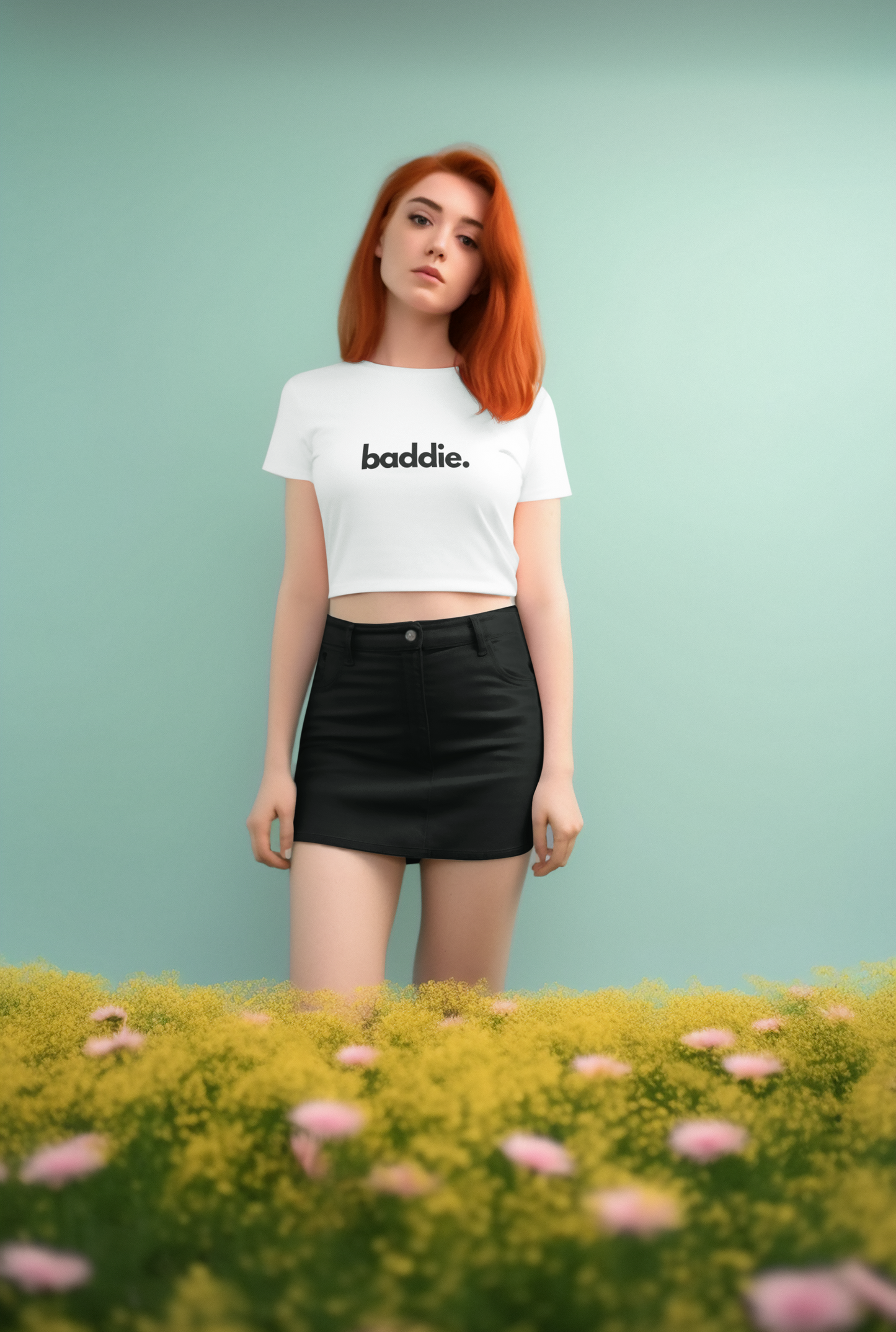 "baddie." Flowy Crop Top