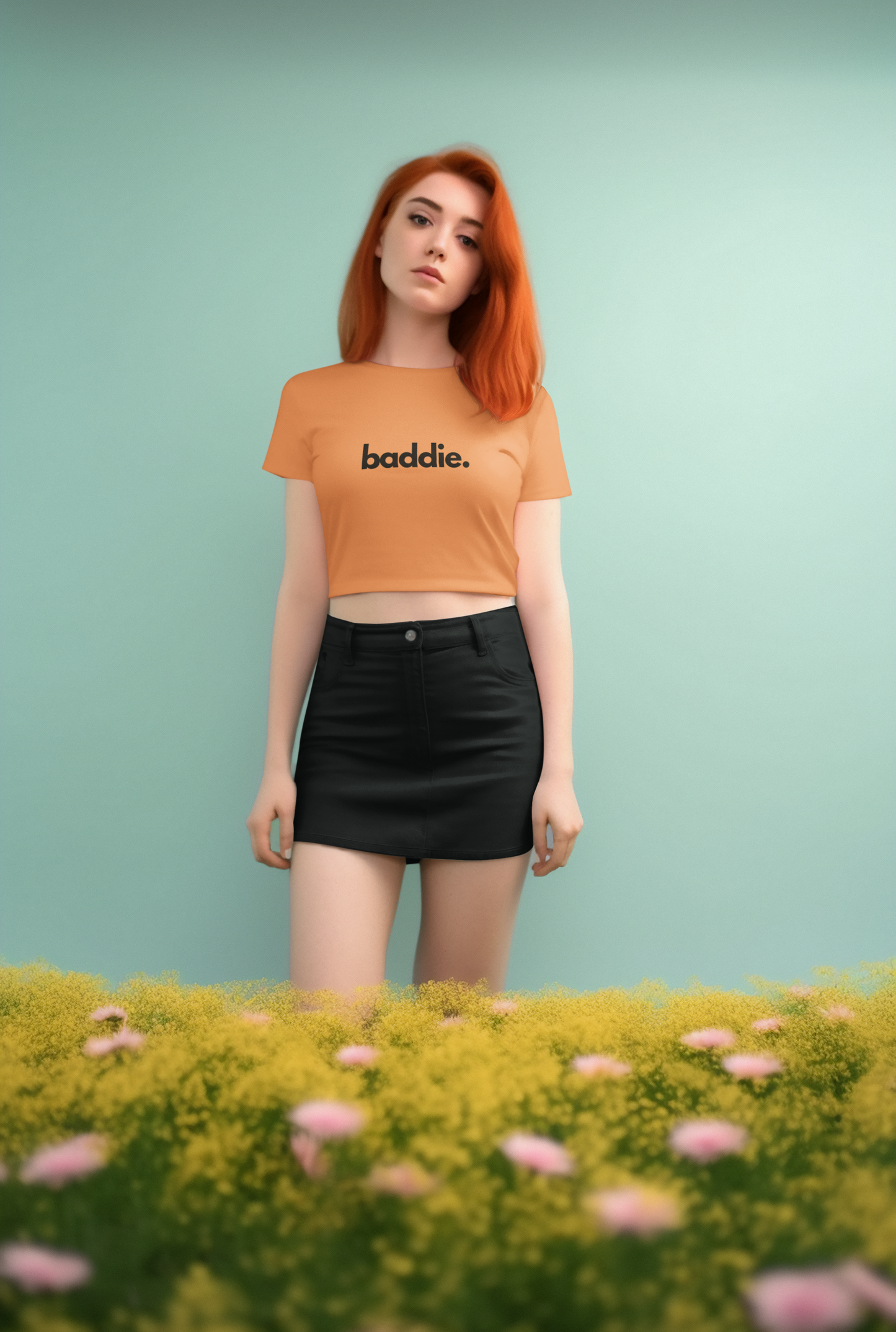 "baddie." Flowy Crop Top