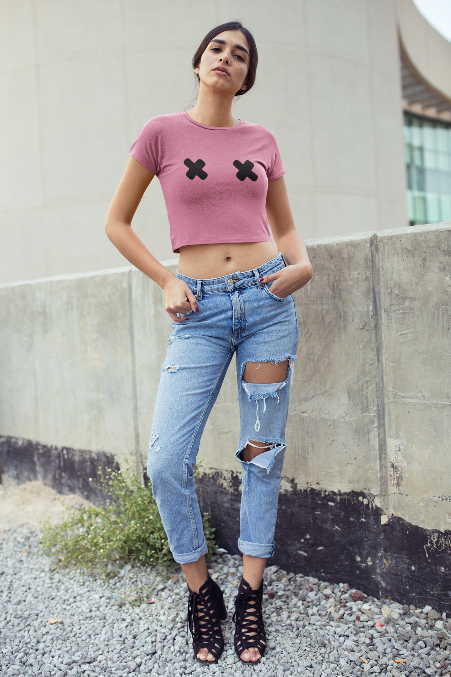 "X" Pasties Flowy Crop Top