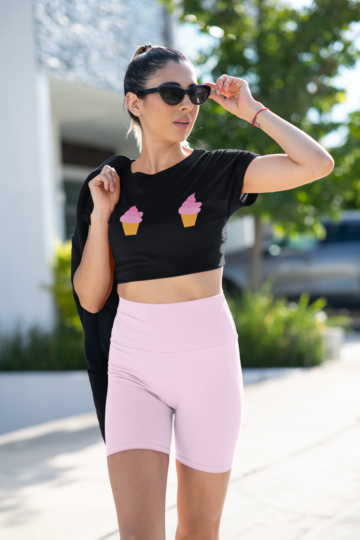 Ice Cream Cone Pasties Flowy Crop Top