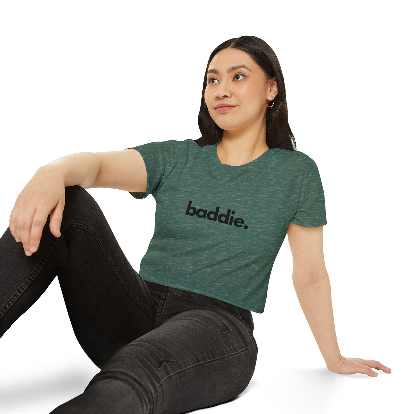 "baddie." Flowy Crop Top