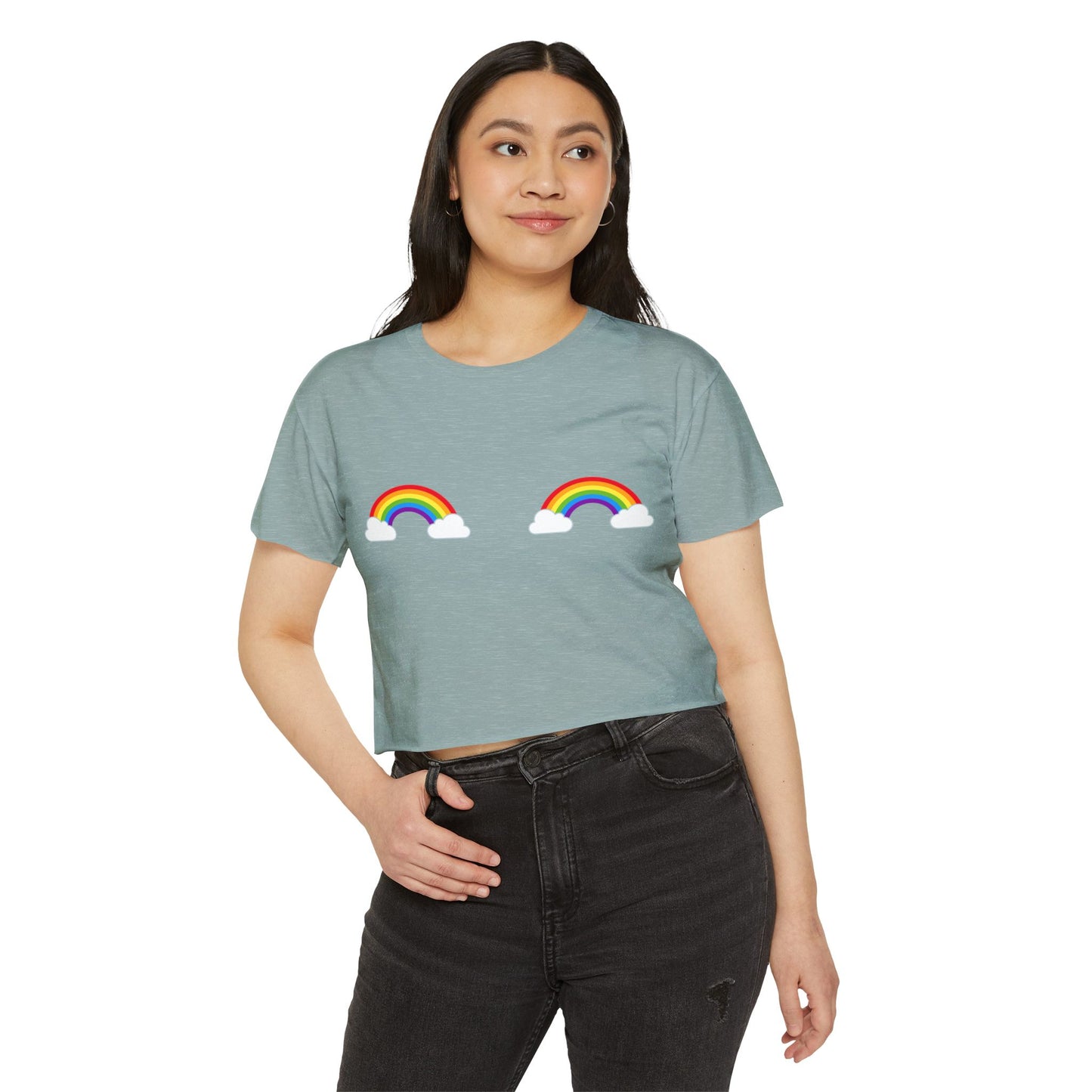 Pride Rainbow Pasties Flowy Crop Top