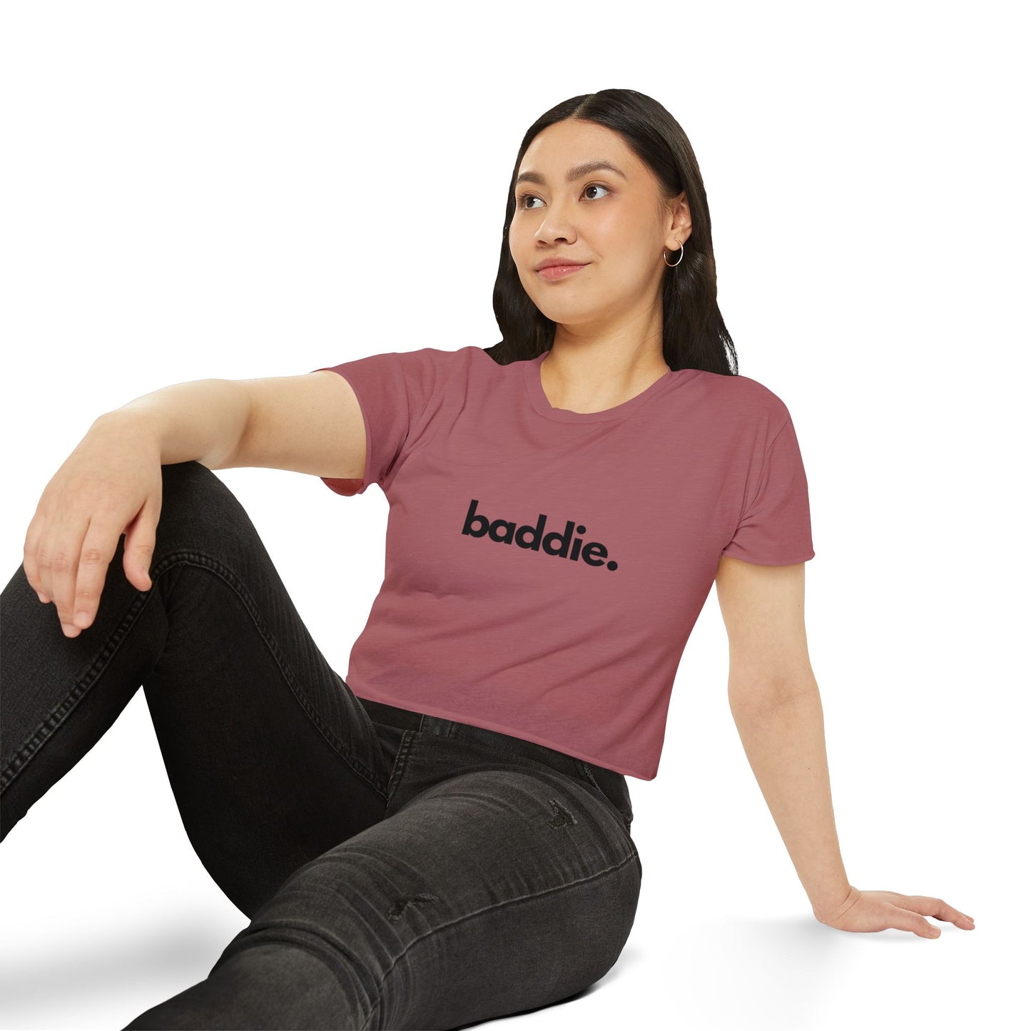 "baddie." Flowy Crop Top