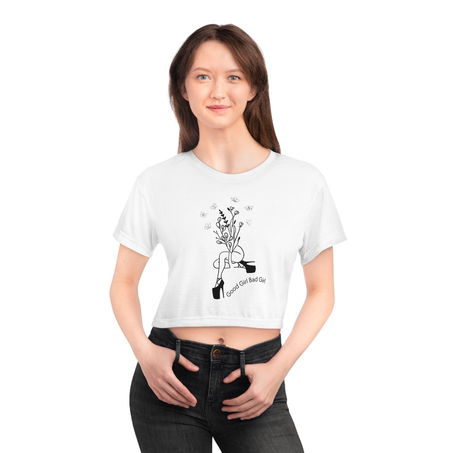 GGBG Flower Dancer Fitted Crop Top - White