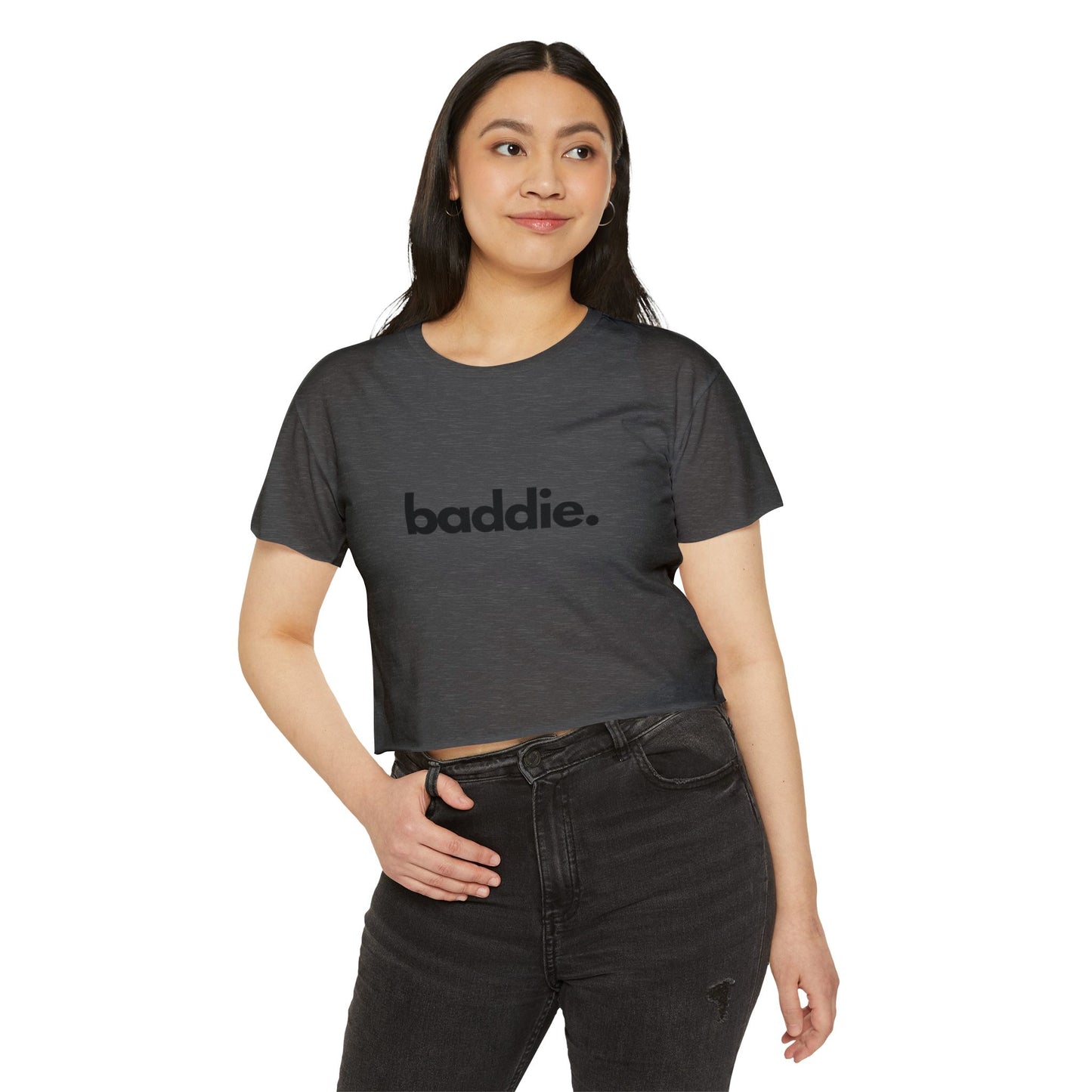 "baddie." Flowy Crop Top