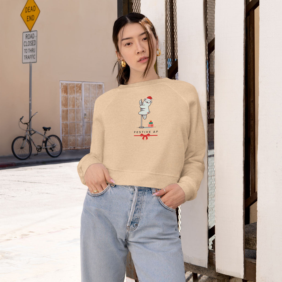 "Festive AF" Festive Cropped Sweatshirt