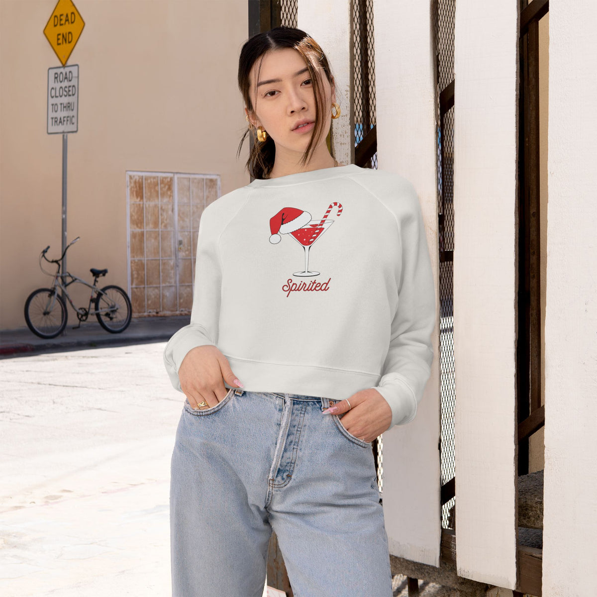 "Spirited" Festive Cropped Sweatshirt
