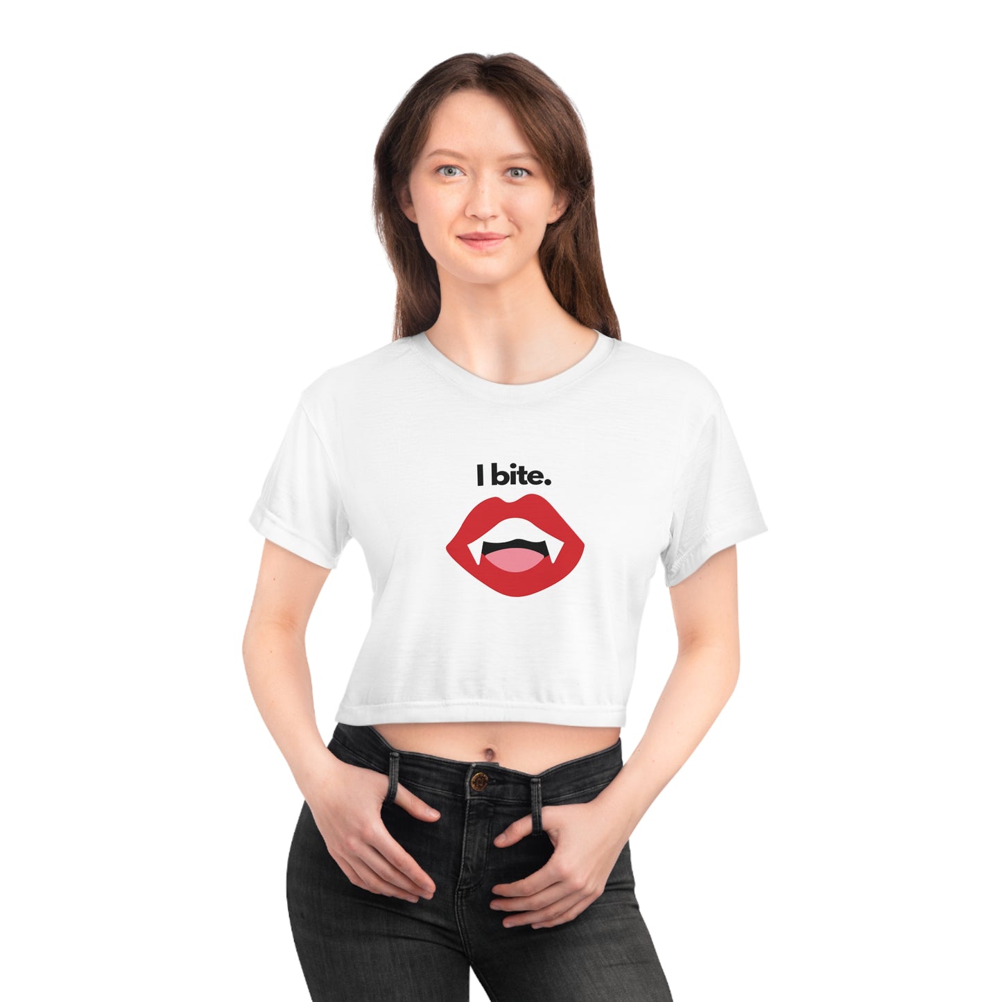 "I bite" Vampire Fitted Crop Top