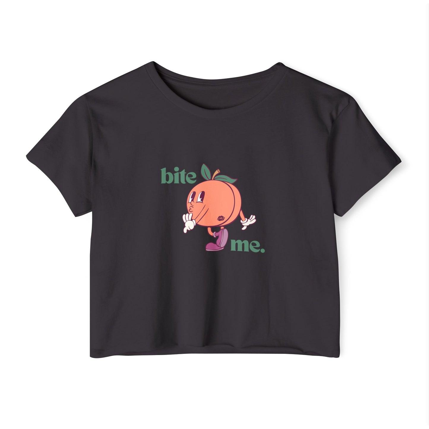"bite me." Flowy Crop Top