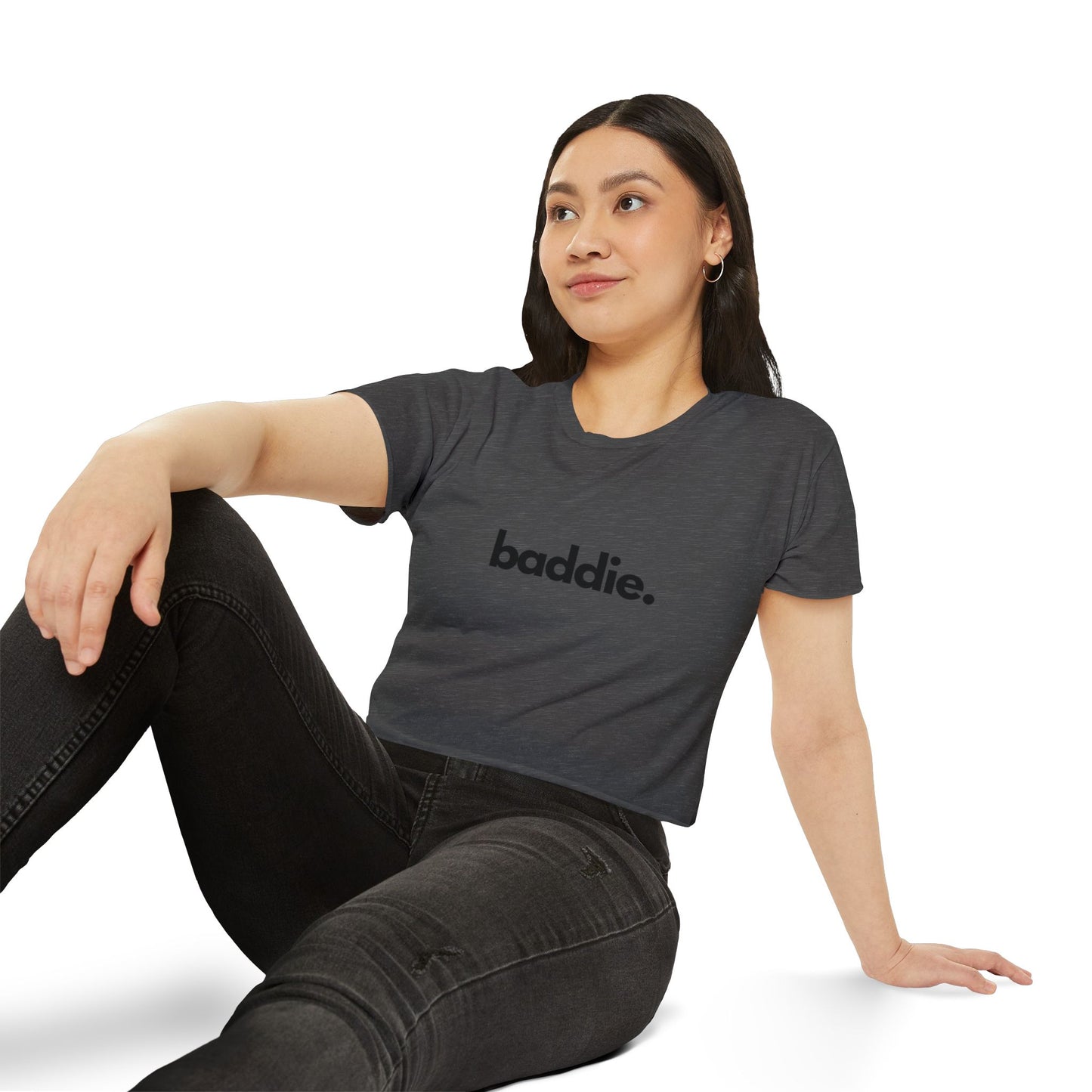 "baddie." Flowy Crop Top