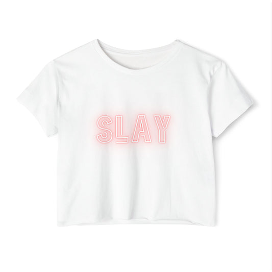 "Slay" Flowy Crop Top