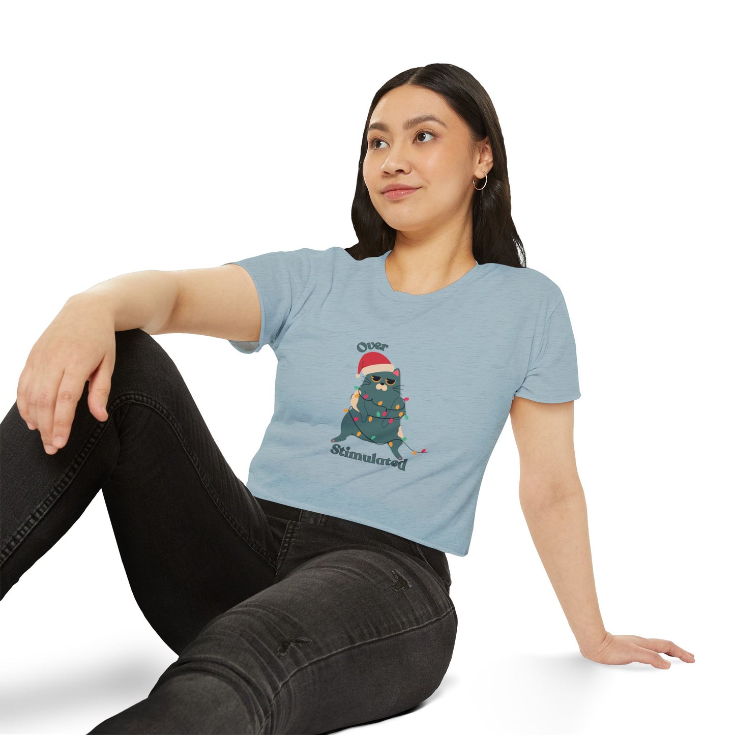 "Overstimulated" Festive Crop Top