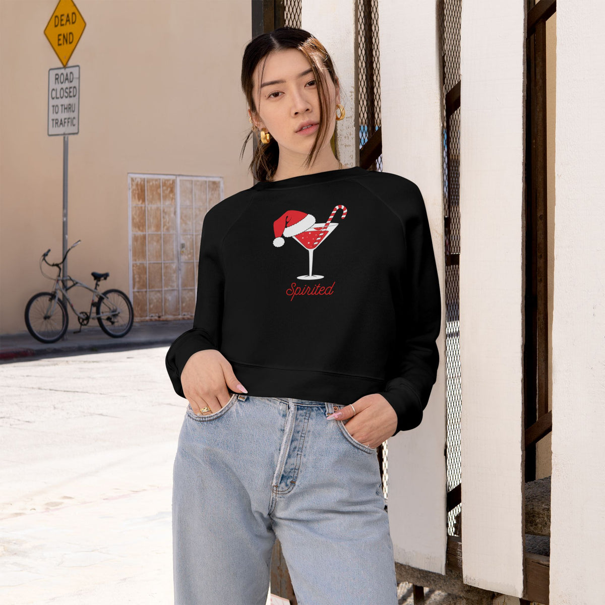"Spirited" Festive Cropped Sweatshirt