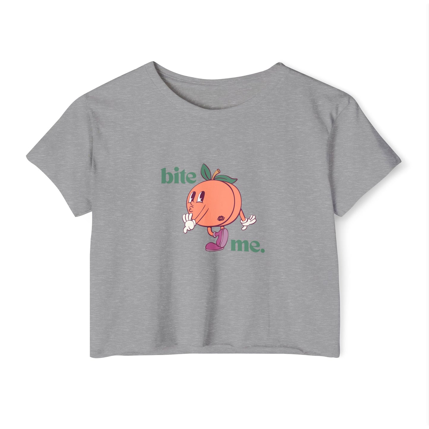 "bite me." Flowy Crop Top