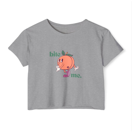 "bite me." Flowy Crop Top
