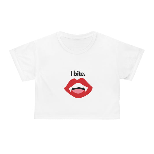 "I bite" Vampire Fitted Crop Top
