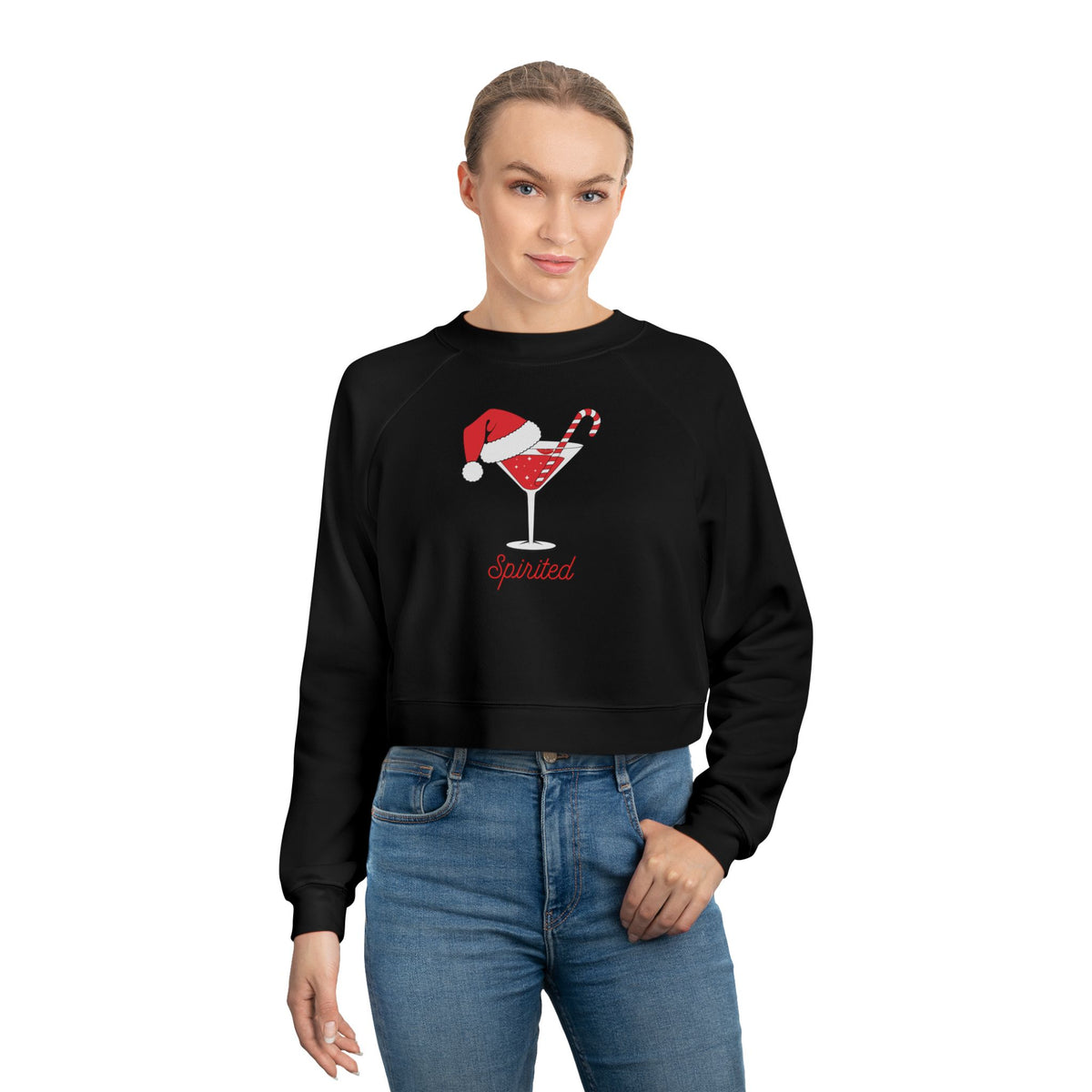"Spirited" Festive Cropped Sweatshirt