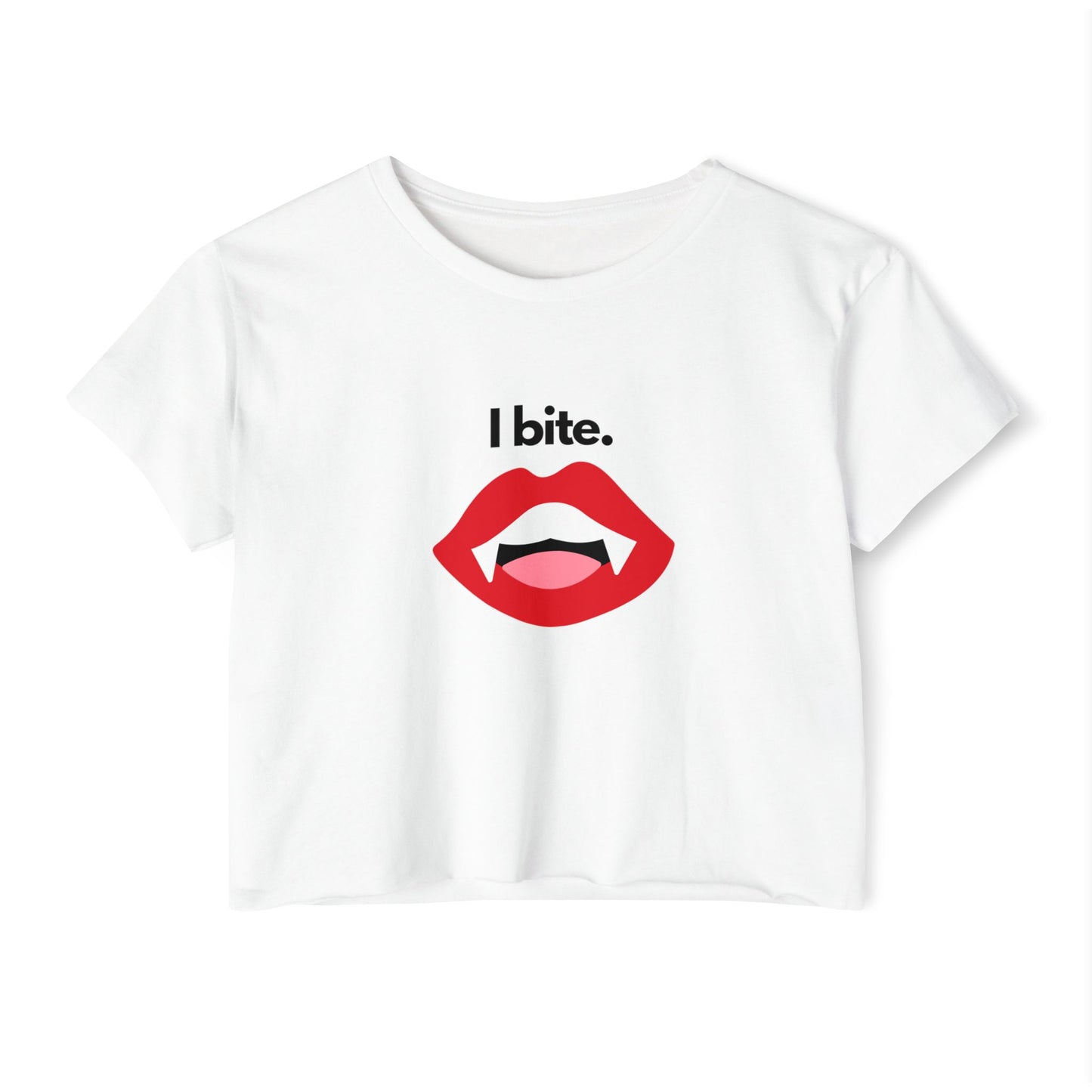 "I bite." Vampire Flowy Crop Top