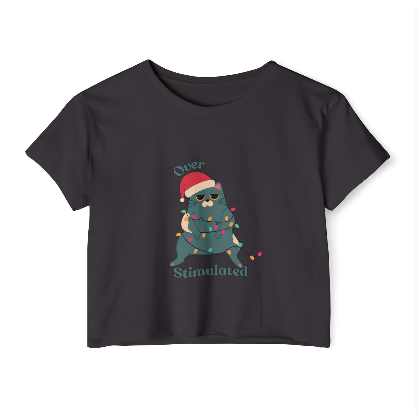 "Overstimulated" Festive Crop Top