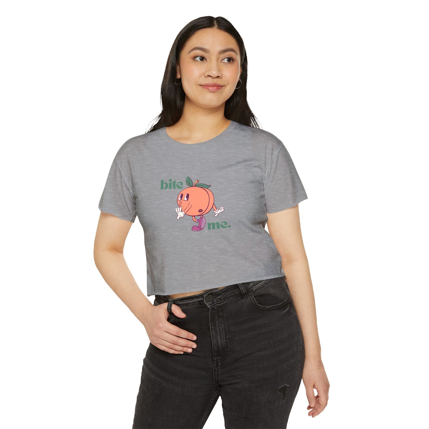 "bite me." Flowy Crop Top