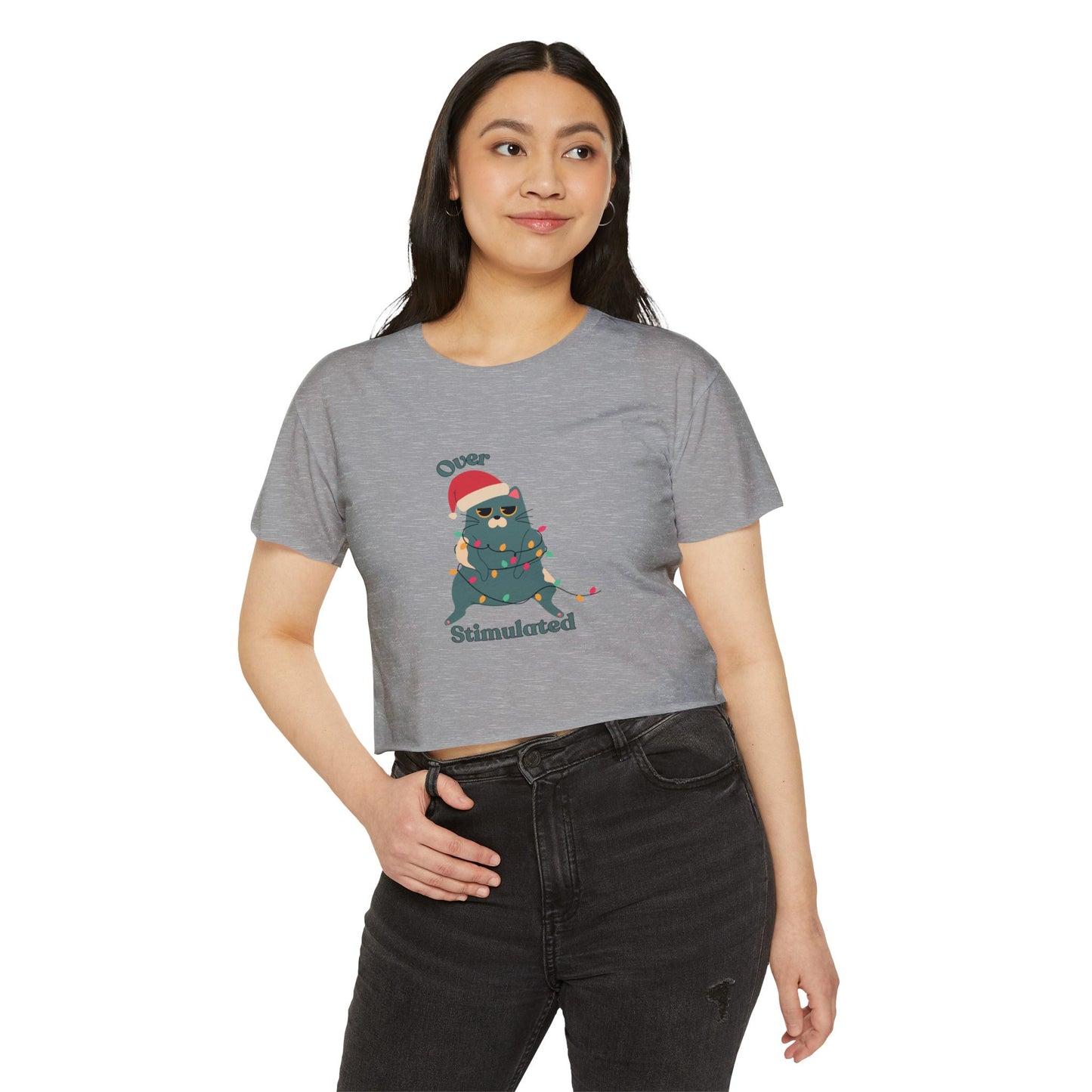 "Overstimulated" Festive Crop Top