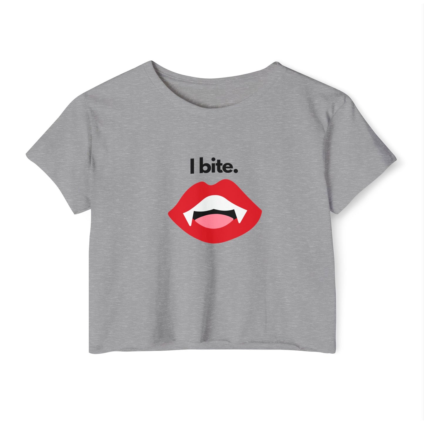 "I bite." Vampire Flowy Crop Top