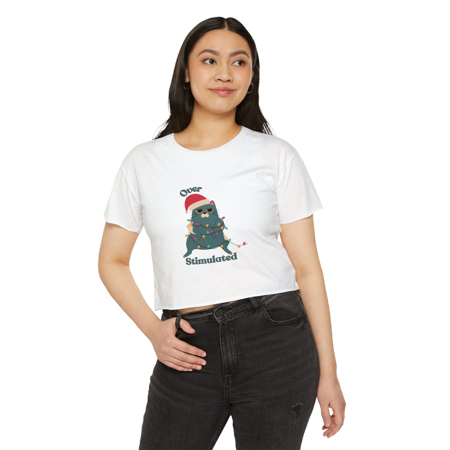 "Overstimulated" Festive Crop Top