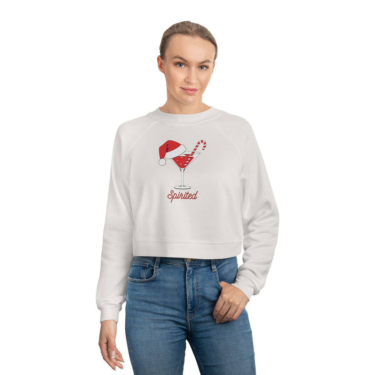"Spirited" Festive Cropped Sweatshirt