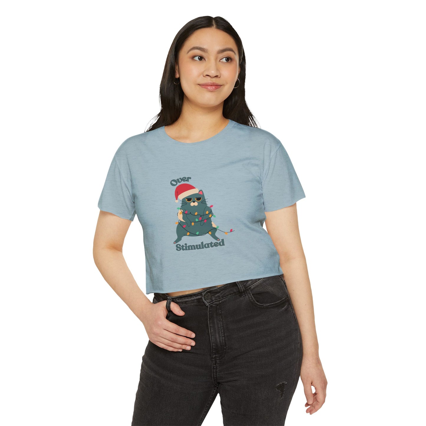 "Overstimulated" Festive Crop Top