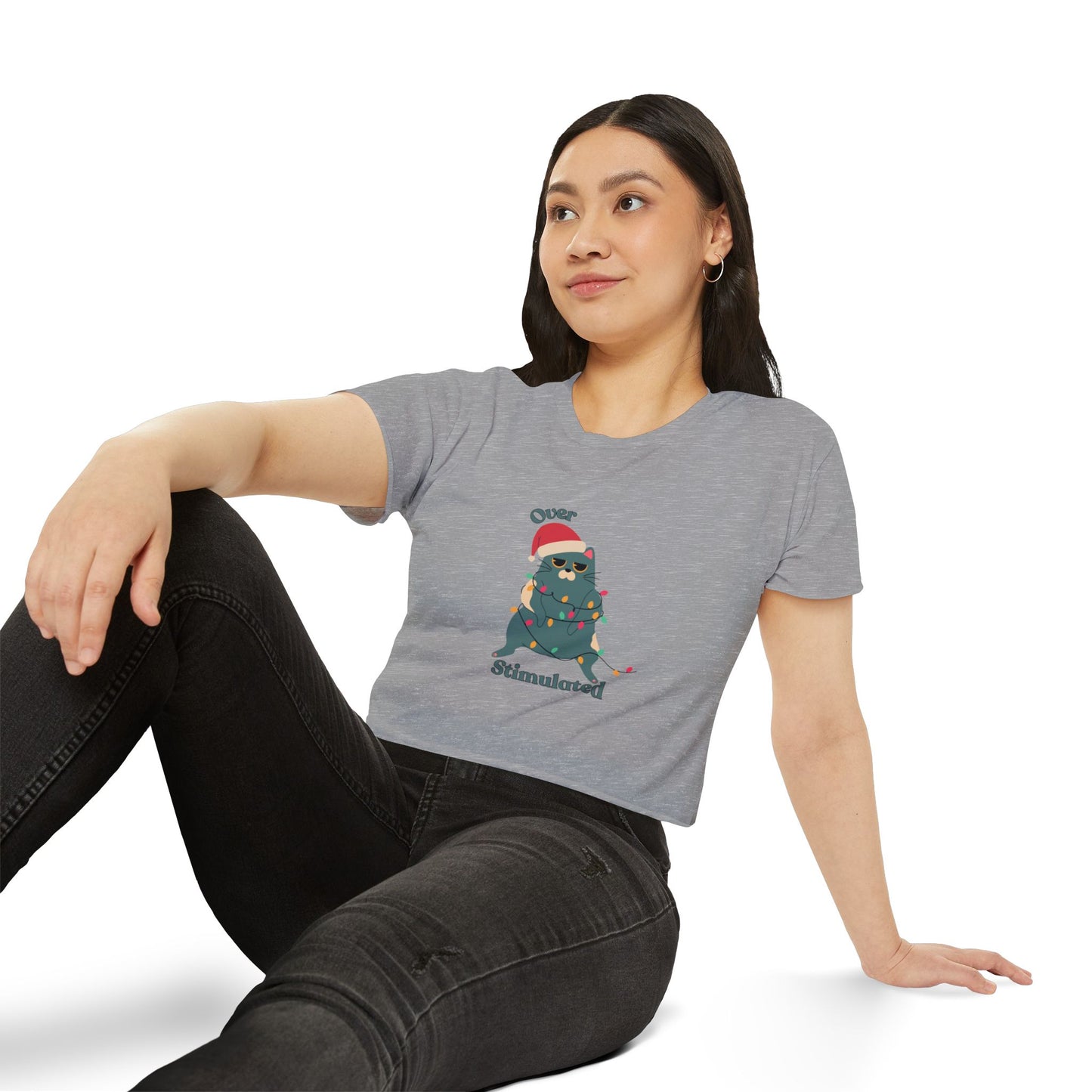 "Overstimulated" Festive Crop Top