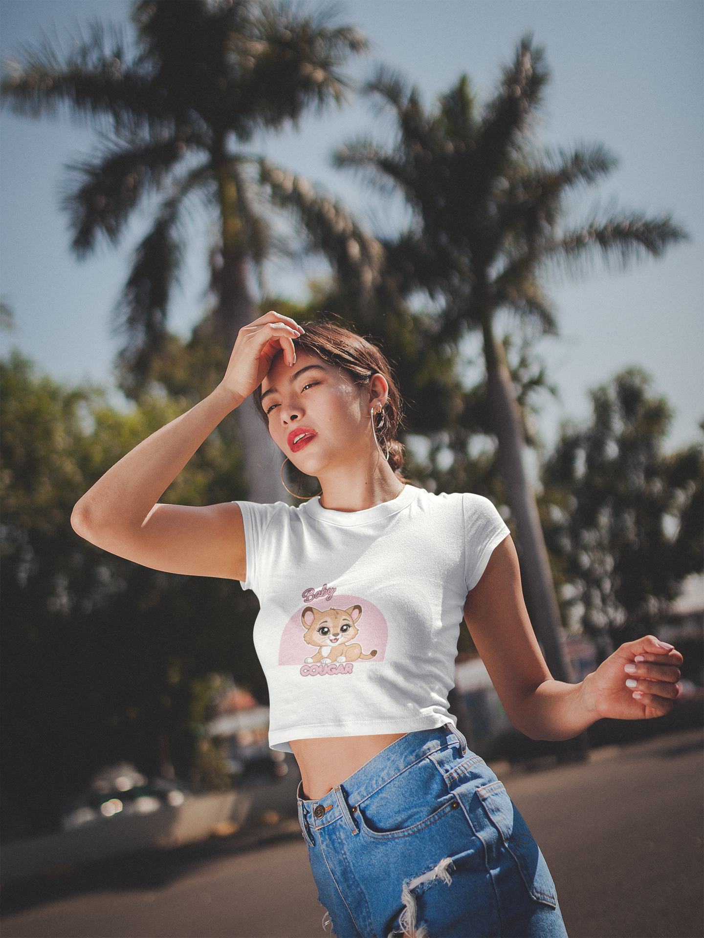 "Baby Cougar" Fitted Crop Top