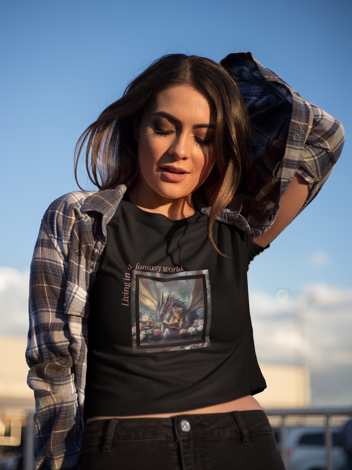 "Living in a Fantasy World" Premium Crop Top