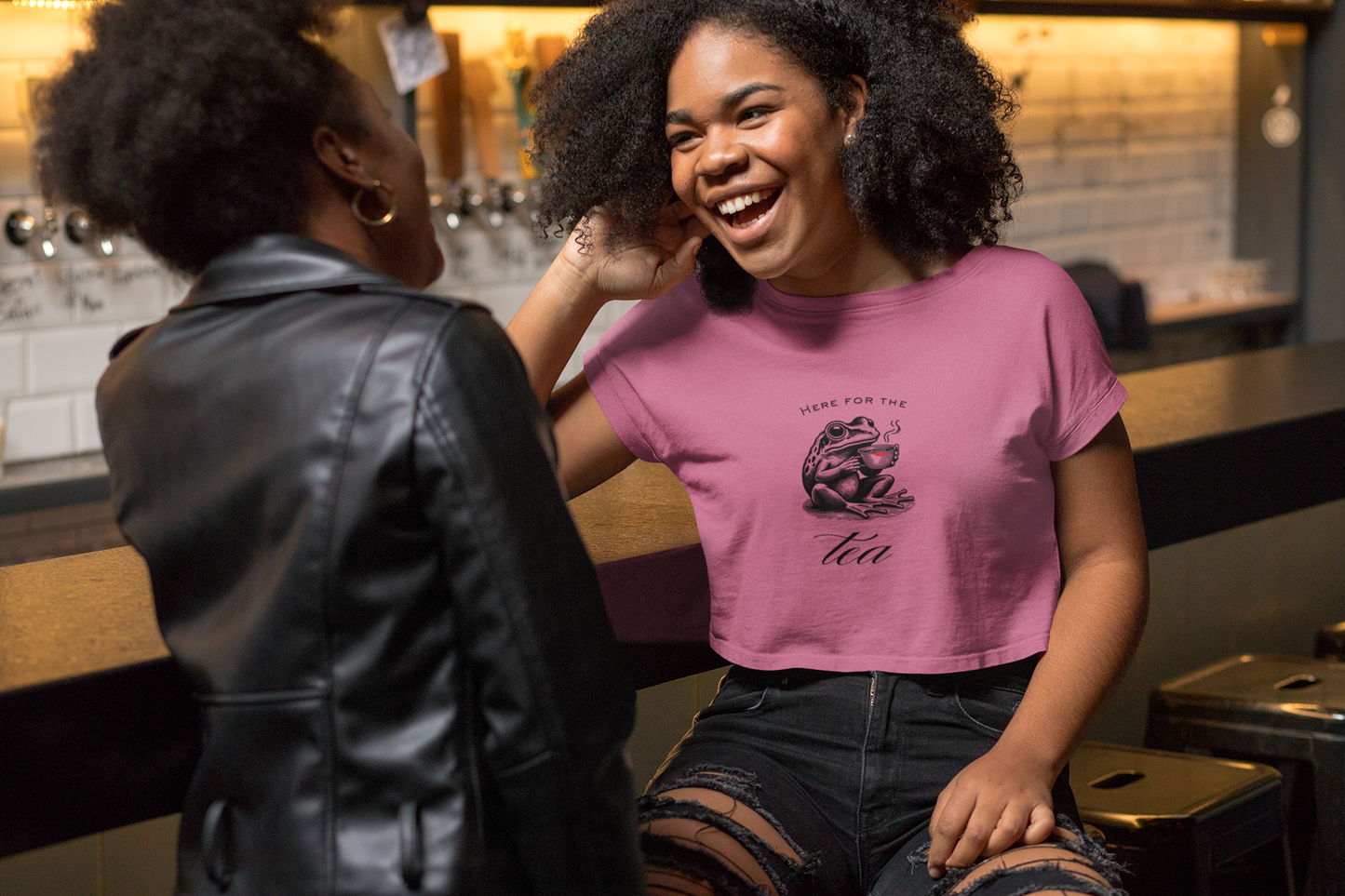 "Here for the Tea" Flowy Crop Top
