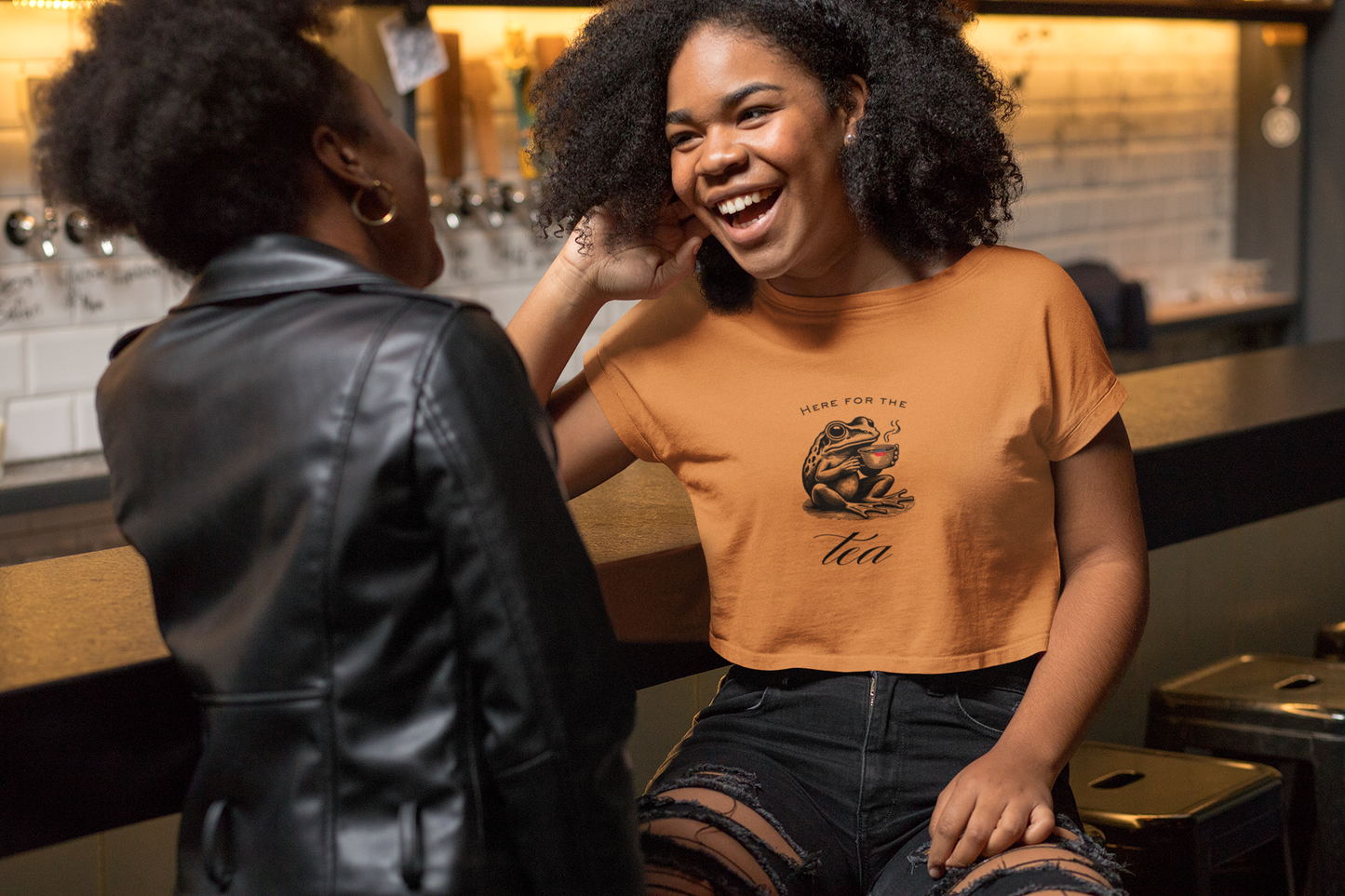 "Here for the Tea" Flowy Crop Top
