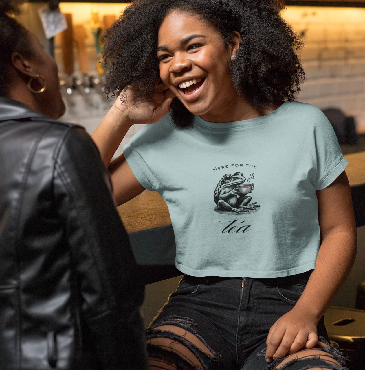 "Here for the Tea" Flowy Crop Top