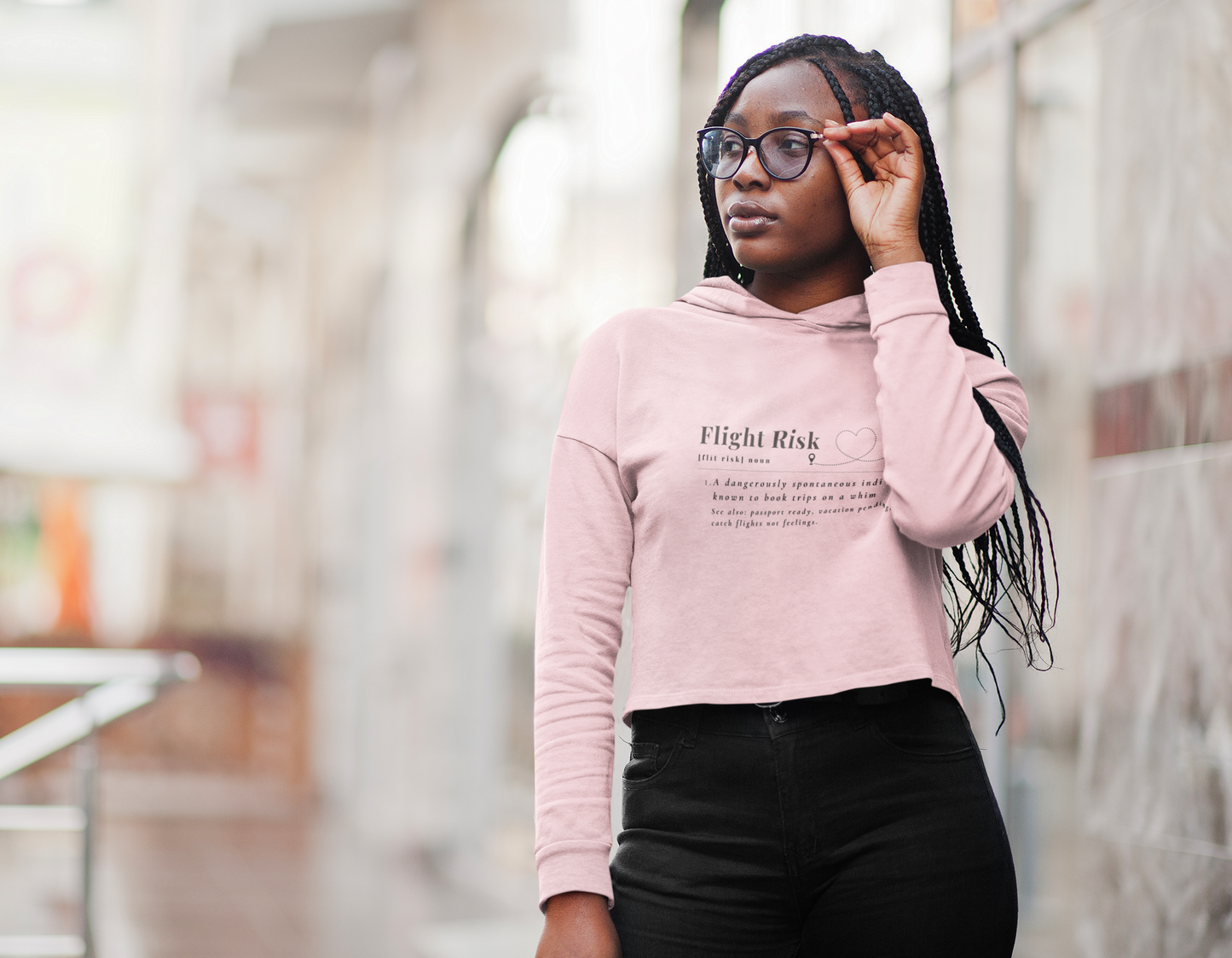 "Flight Risk" Cropped Hooded Sweatshirt