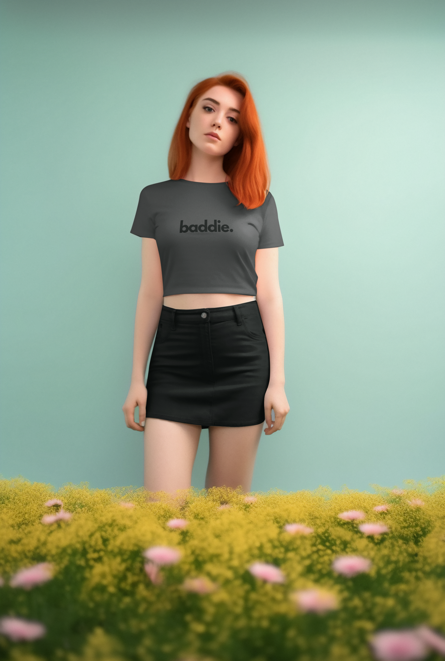 "baddie." Flowy Crop Top