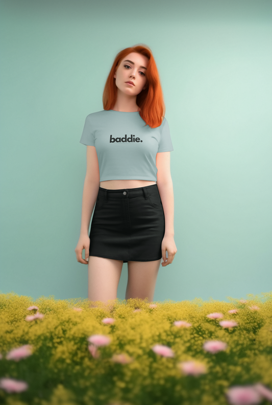 "baddie." Flowy Crop Top