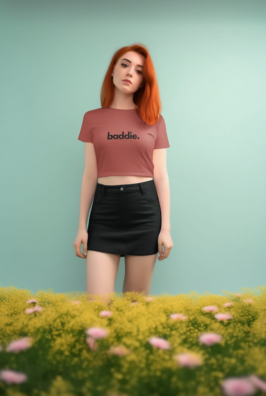 "baddie." Flowy Crop Top