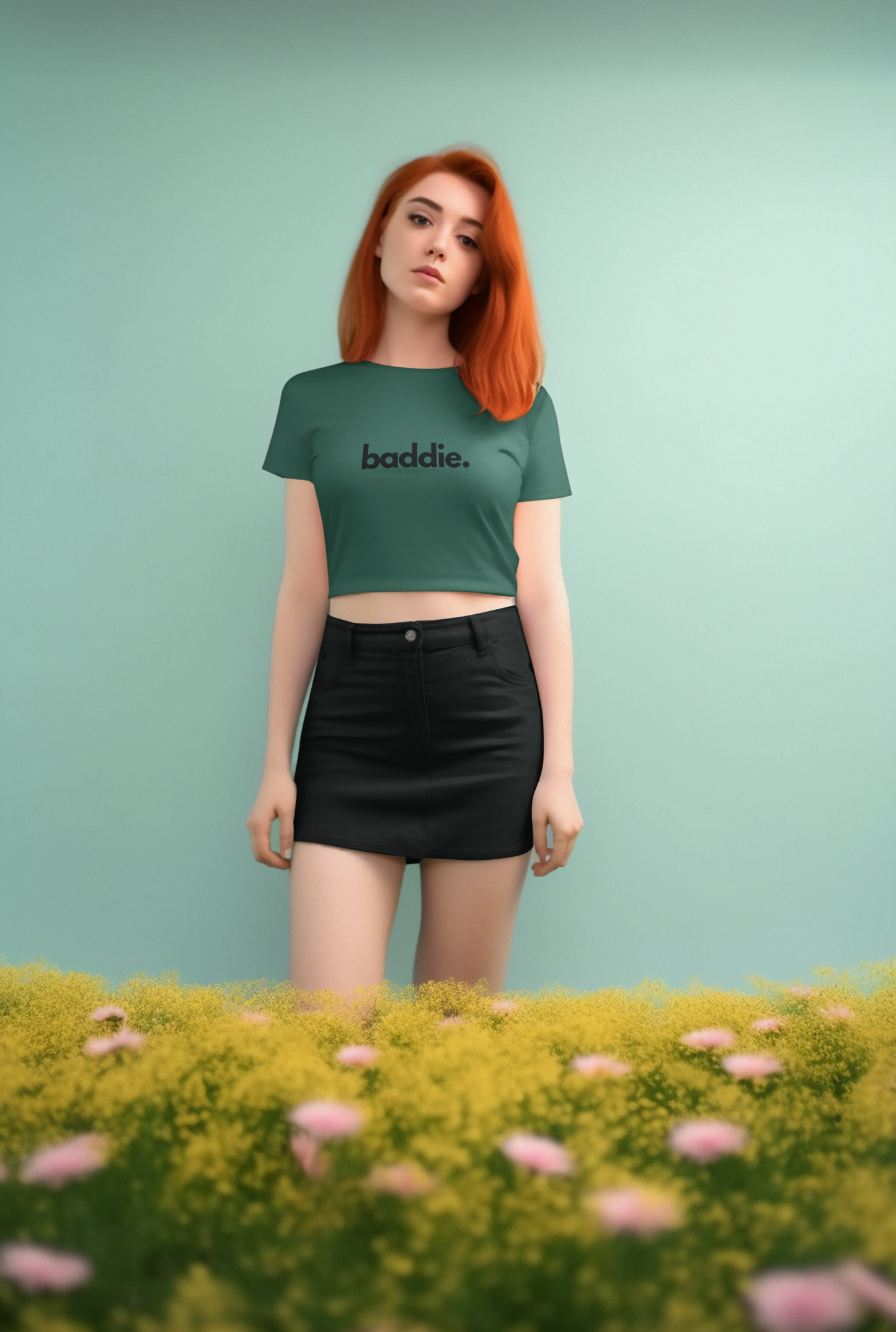 "baddie." Flowy Crop Top