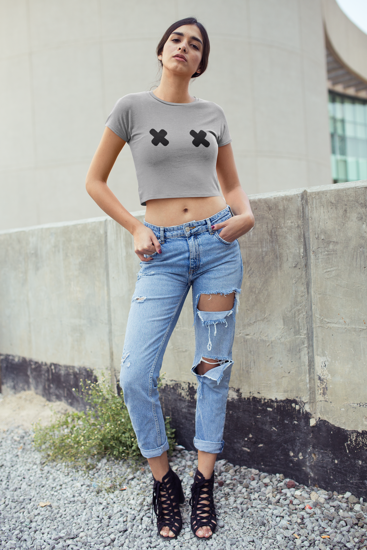 "X" Pasties Flowy Crop Top