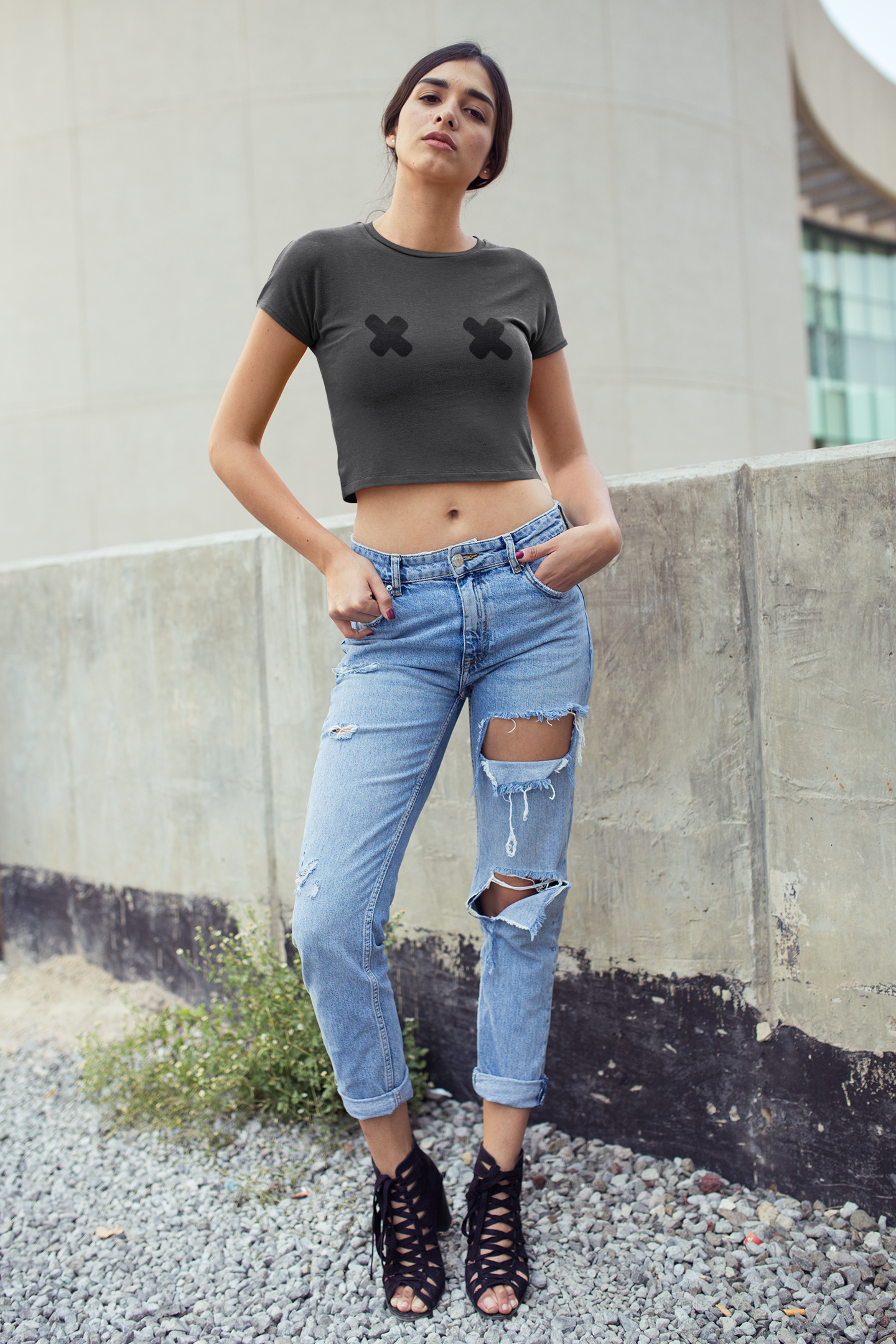 "X" Pasties Flowy Crop Top