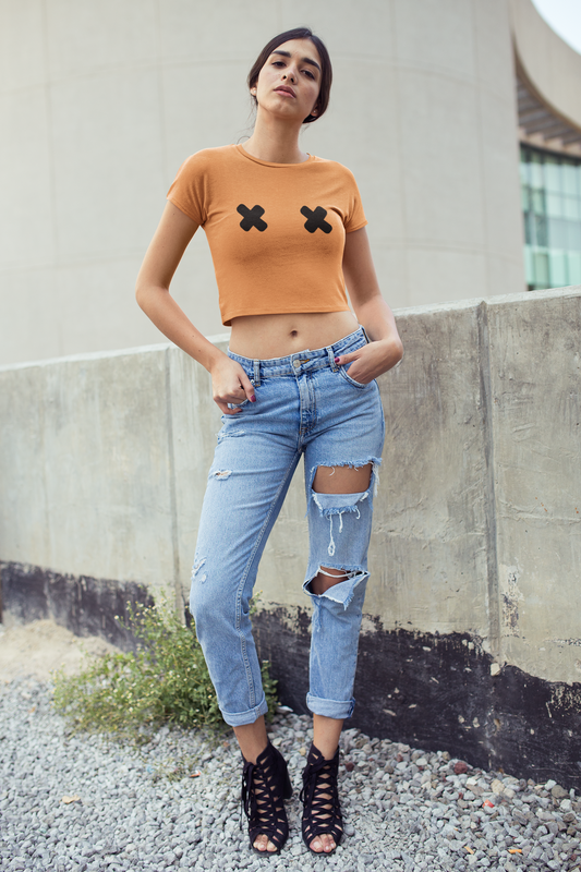 "X" Pasties Flowy Crop Top