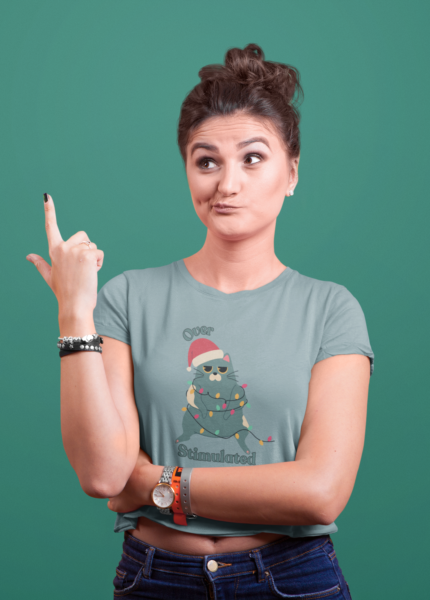 "Overstimulated" Festive Crop Top