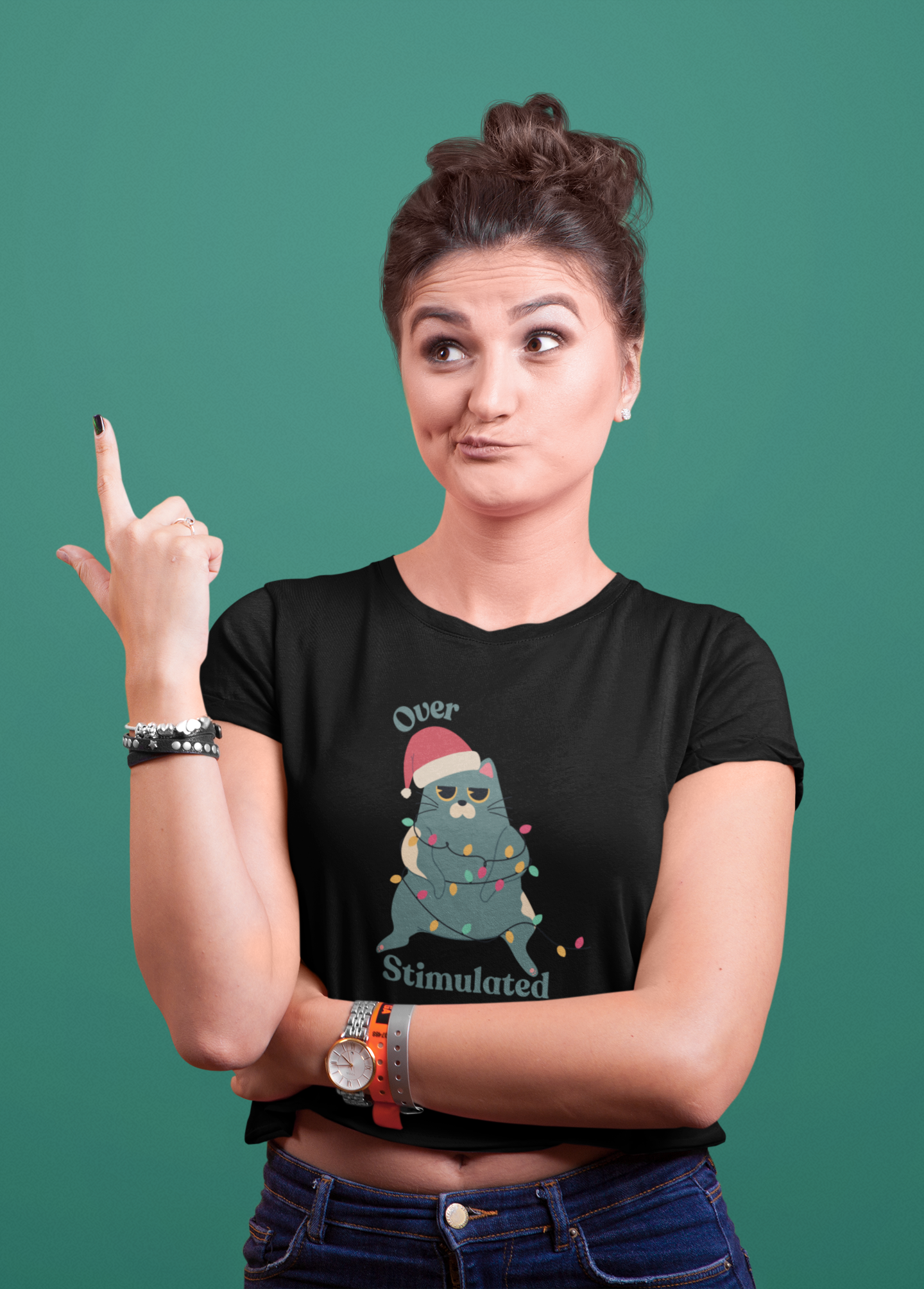 "Overstimulated" Festive Crop Top